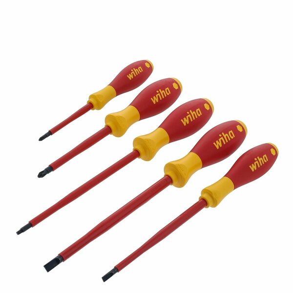 Wiha 5 Piece Insulated SoftFinish Slotted/Phillips/Square Screwdriver Set 32059